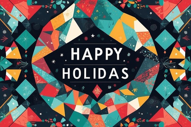 Photo vector illustration of a happy holidays greeting abstract geometric colorful mosaic greeting card flat design template fully editable vector eps and high resolution jpg in download