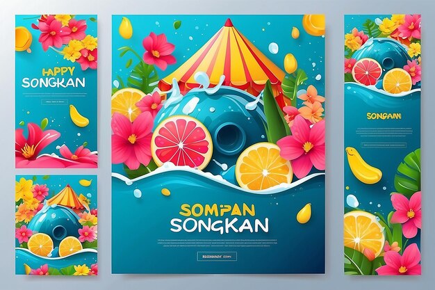 Vector illustration of Happy Songkran festival social media