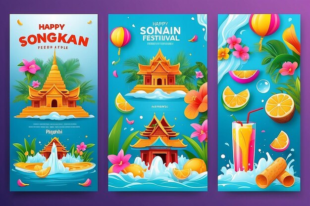 Vector illustration of Happy Songkran festival social