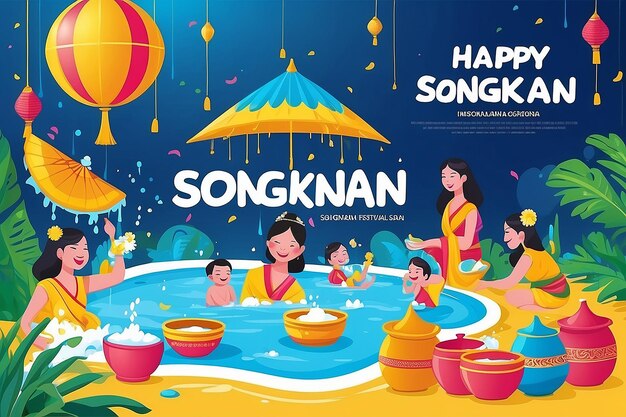 Vector illustration of Happy Songkran festival social