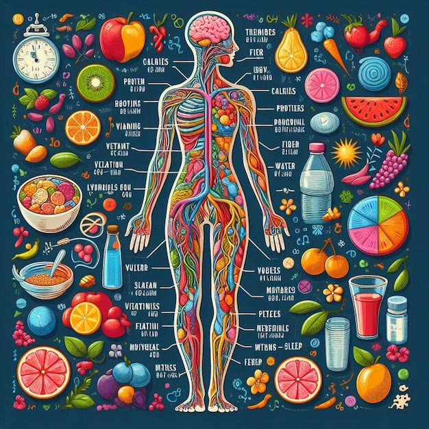 Illustrazione vettoriale di salute e nutrizione
