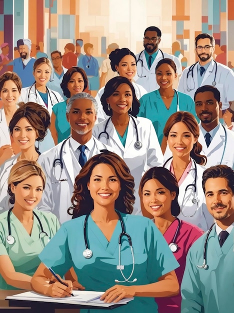 Vector illustration healthcare professionals at work