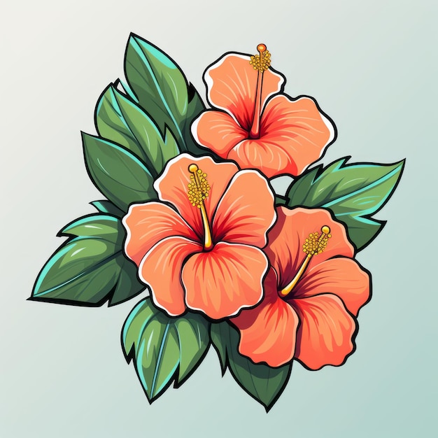 Photo vector illustration of hibiscus flowers