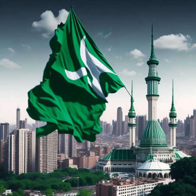 vector illustration holiday August 14 is the day of independence of Pakistan symbolic green colors