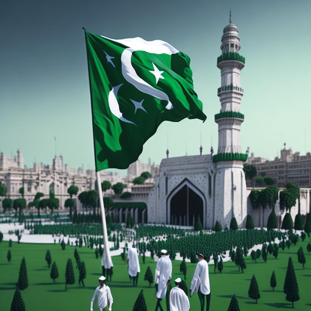 vector illustration holiday August 14 is the day of independence of Pakistan symbolic green colors