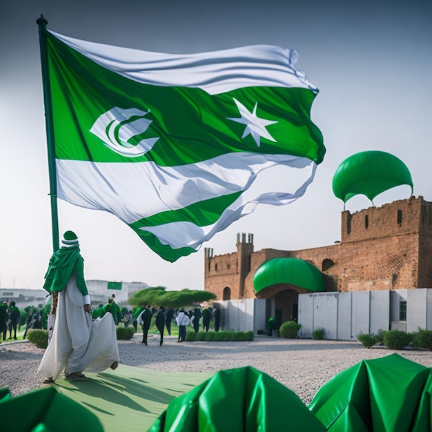 벡터 일러스트레이션 휴일 8월 14일은 파키스탄의 상징적인 녹색 색상의 독립일입니다