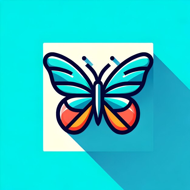 Vector Illustration Image of Butterfly With Beautiful Shadow With Blue Color Flat Background