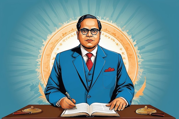 Vector illustration of Indian leader Dr Bhimrao Ambedkar Jayanti