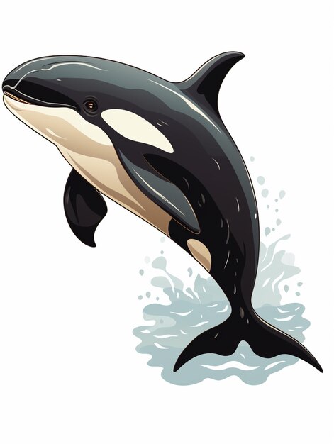 vector illustration of a killer whale jumping out of the water generative ai