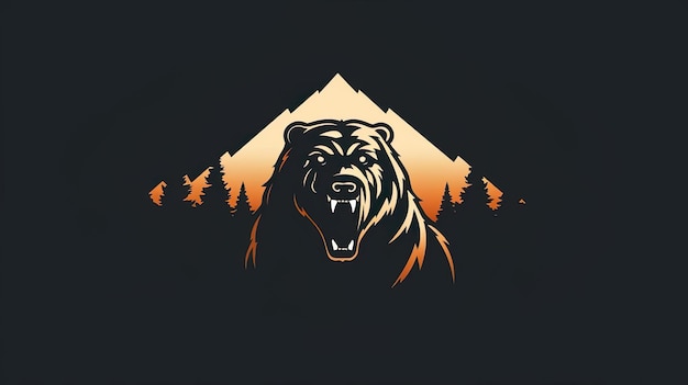 Photo vector illustration logo bear silhouette
