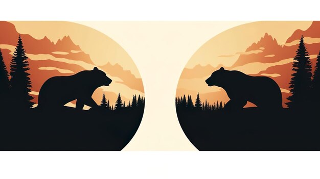 Foto siluetta dell'orso logo illustrazione vettoriale