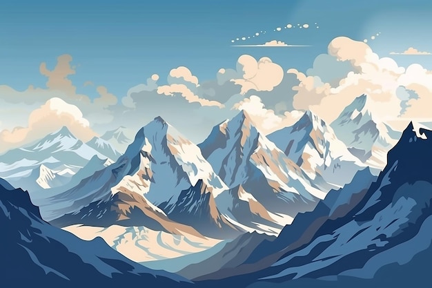 a vector illustration of a majestic mountain range AI generated
