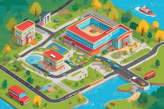 Photo a vector illustration of map of school