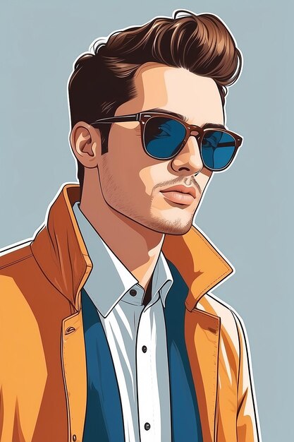 Vector illustration of mens fashion wearing sunglasses with white background Fashion style themed illustrations