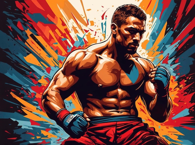 Vector Illustration of an MMA Fighter in Action