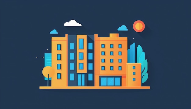 Vector Illustration of Modern Building Icon in Flat Design