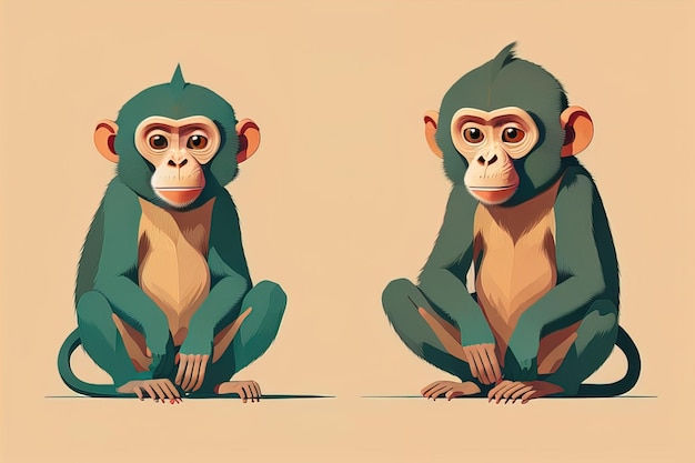 Vector illustration of a monkey Cartoon style ai generative