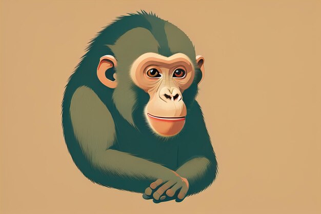 Photo vector illustration of a monkey cartoon style ai generative