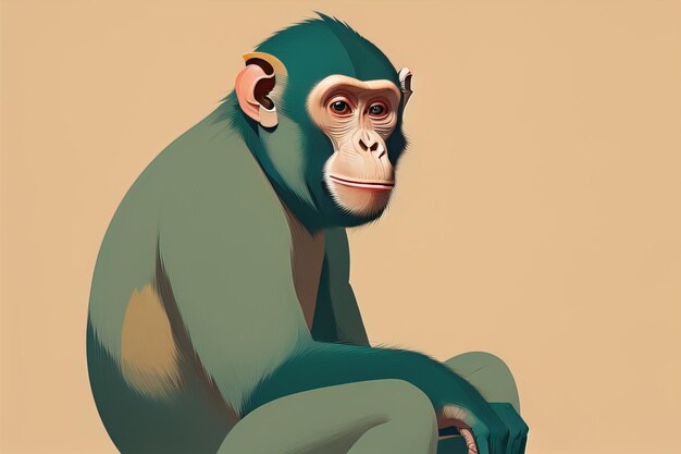 Photo vector illustration of a monkey cartoon style ai generative