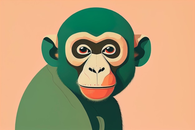 Векторная иллюстрация обезьяны в мультяшном стиле ai генеративный