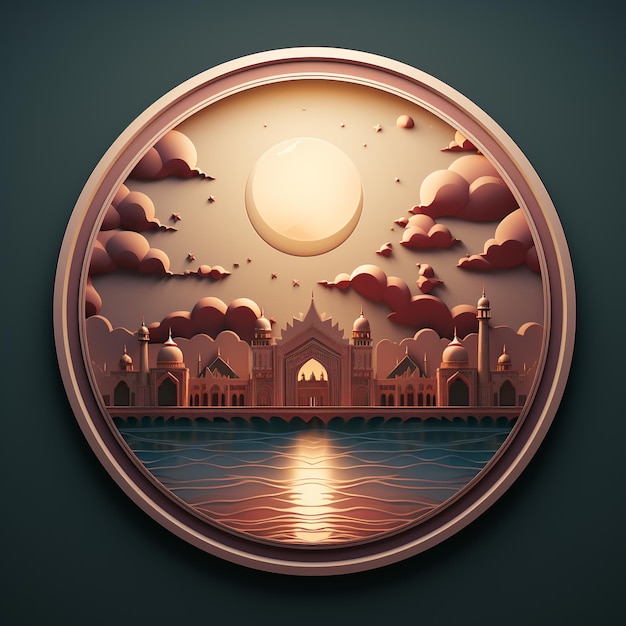 Vector illustration Mosque Islamic logo