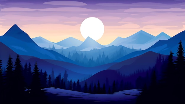山の風景の背景デザインのベクトル イラスト