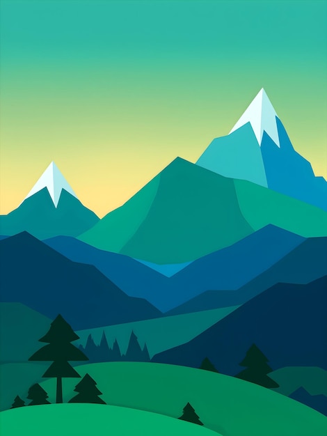 Photo vector illustration of a mountain range in blue color