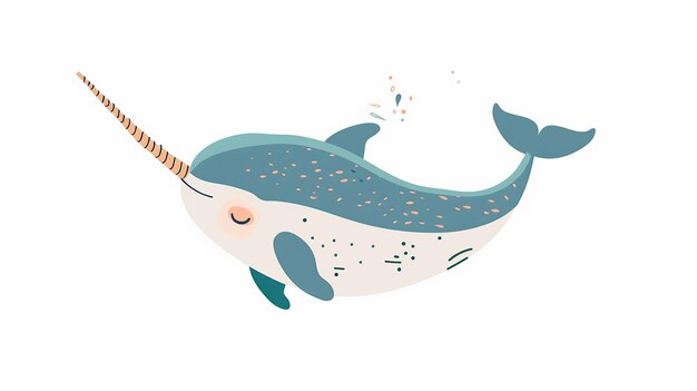 Photo vector illustration of narwhal on white background