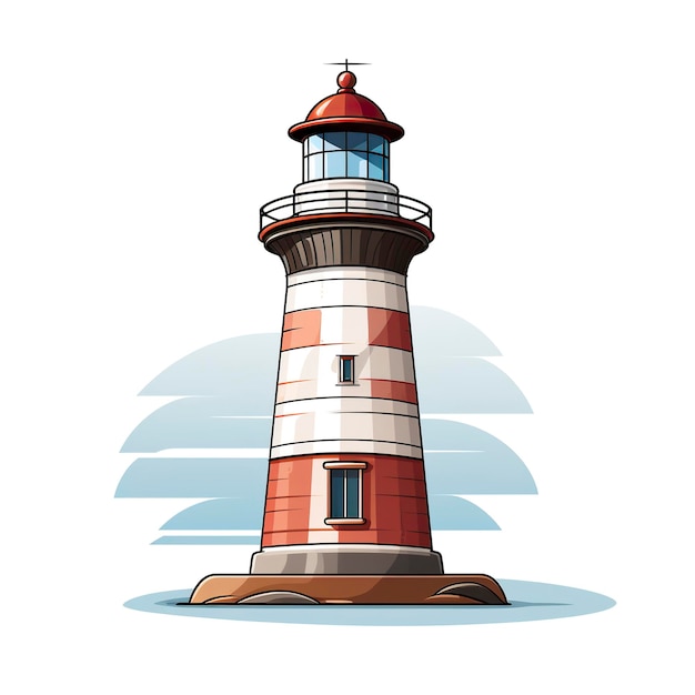 写真 カワイアアニメスタイルのアニメで古い灯台のベクトルイラスト