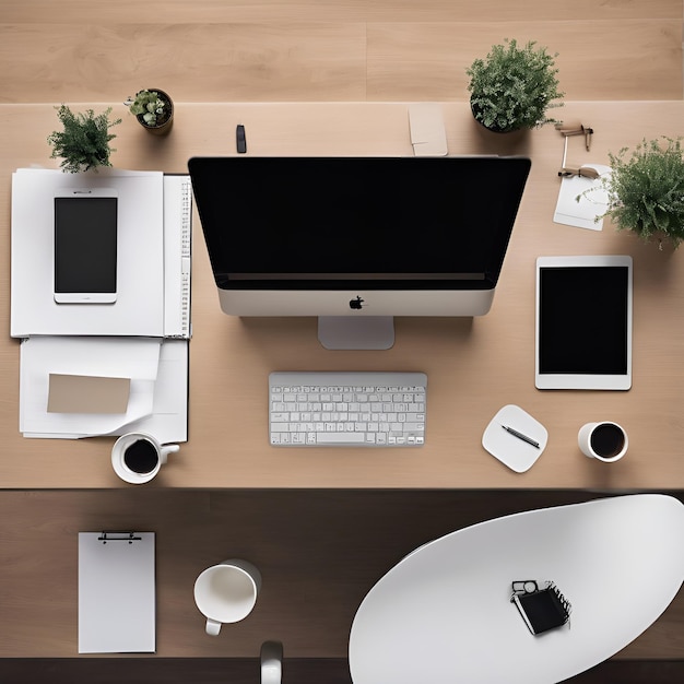 Vector Illustration of Office Desk Setup for Productive Work