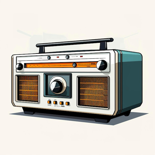 Vector illustration of old radio in kawaii anime style cartoon