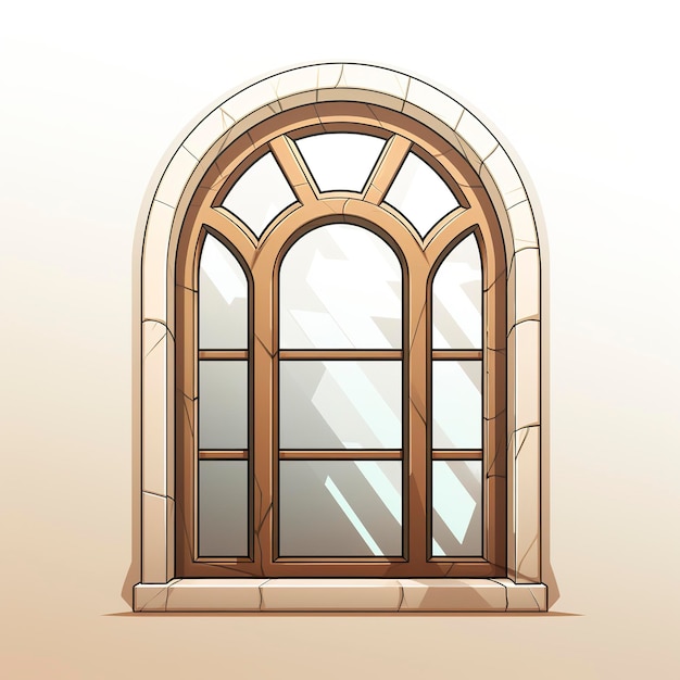 カワイアアニメスタイルのアニメで古い窓のベクトルイラスト