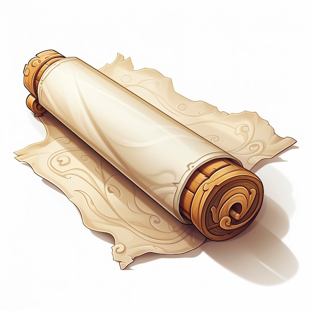 Vector illustration of parchment scroll in kawaii anime style cartoon