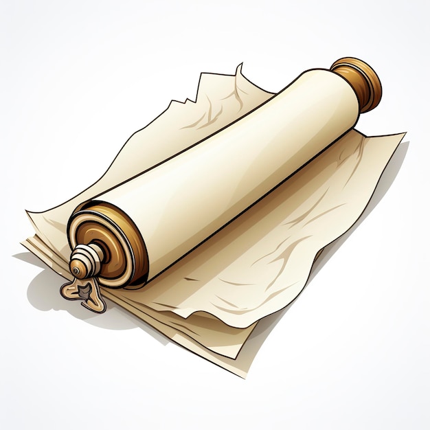 Vector illustration of parchment scroll in kawaii anime style cartoon