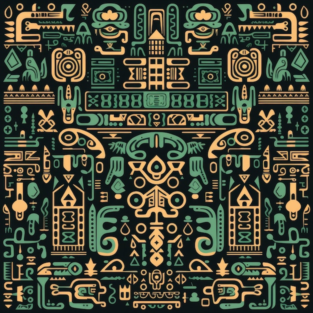 a vector illustration of a pattern with a theme in gold and green.