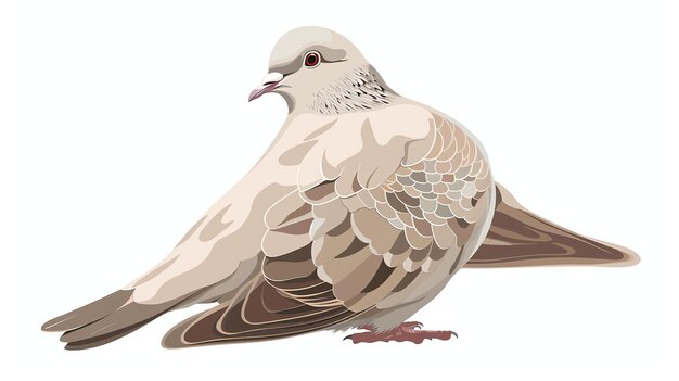 Photo a vector illustration of a pigeon in a realistic style the pigeon is facing to the left of the viewer and has a light brown body