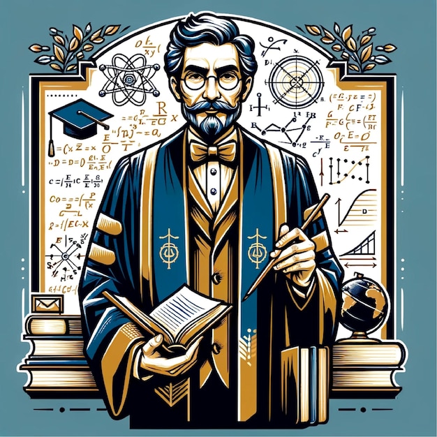 Vector illustration of a professor