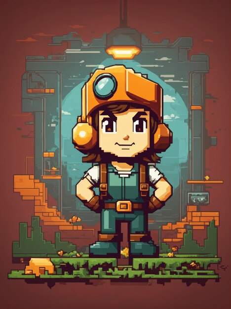 Vector illustration of a retro video game character