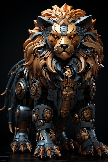 Vector illustration of robot lion