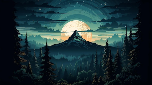 vector illustration the sacred mountain at sunrise Ai generated