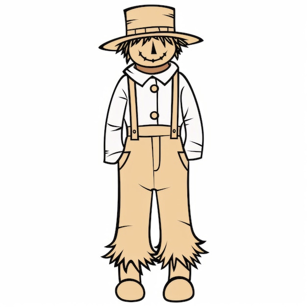 Photo vector illustration of a scarecrow on a white background cartoon style