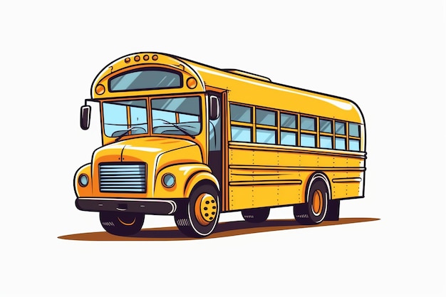 Vector illustration of School Bus in yellow color cartoon