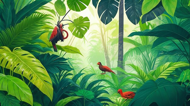 Vector Illustration of a Serene Rainforest