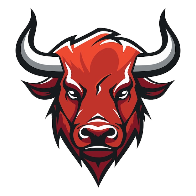 Векторная иллюстрация, изображающая гневную голову быка в минималистском стиле, идеальная для динамических дизайнов логотипов