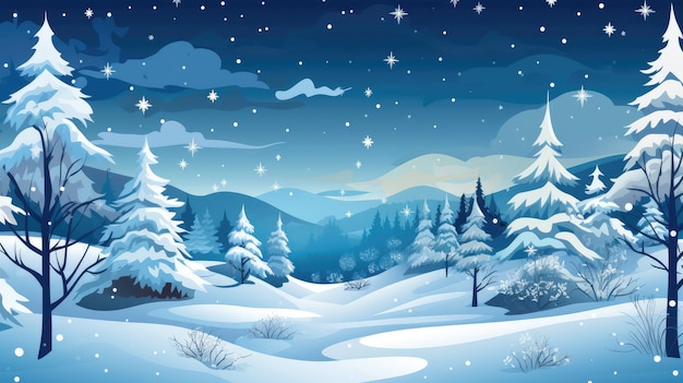 雪の季節の背景のベクトルイラスト AIが生成した画像