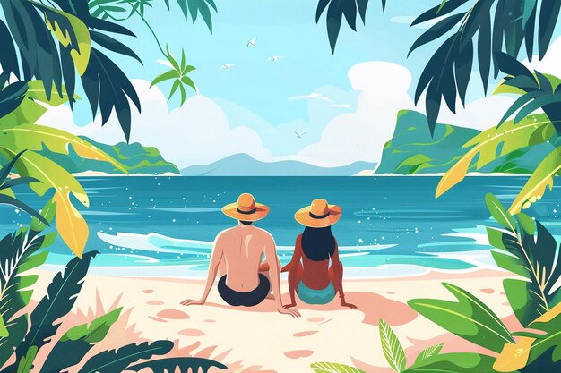 Vector Illustration of Travel on summer holidays vacation