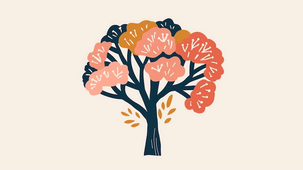 A vector illustration of a tree with a few branches and simple leaves