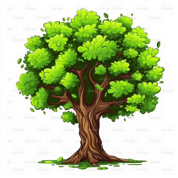 Vector illustration of a tree with green leaves