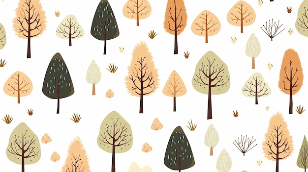 A vector illustration of trees with a watercolor background.