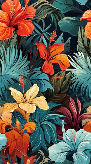 a vector illustration of tropical flowers